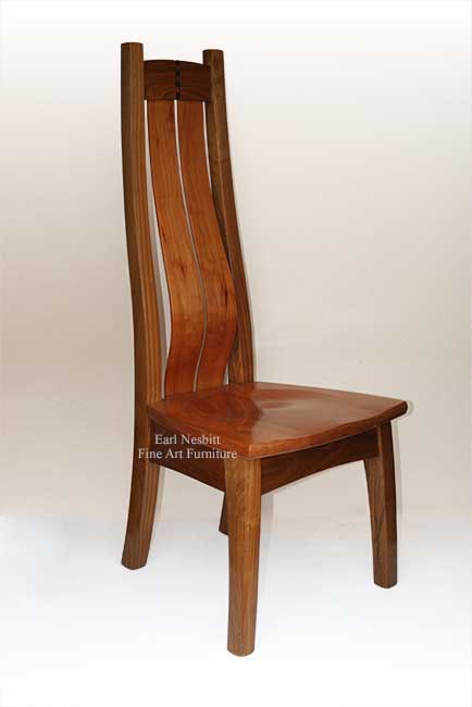 very comfortable cherry chair showing curved cherry slats